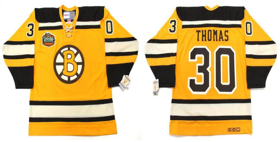 2019 Men Boston Bruins #30 Thomas Yellow CCM NHL jerseys->boston bruins->NHL Jersey